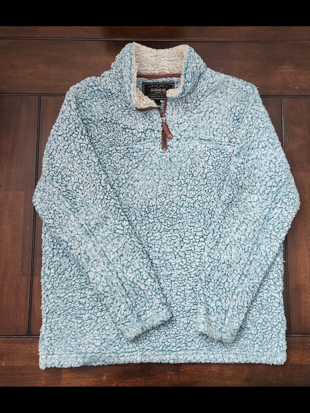 True Grit Light Blue Sherpa Zip Pullover